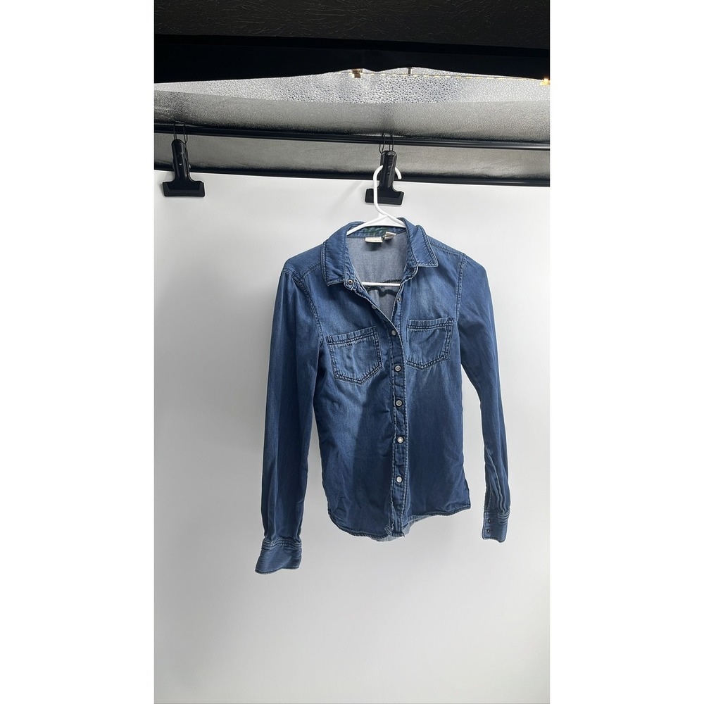 Mudd Women's Blue Denim Shirt‎ XS snap button